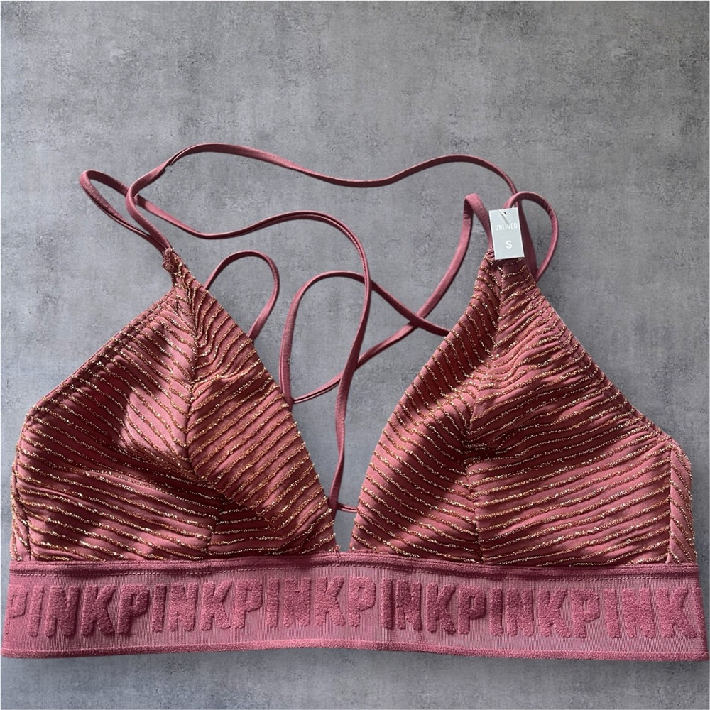 PINK Victoria's Secret Textured Strappy Bralette in Mauve